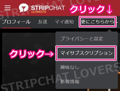 stripchatのマイサブスクリプション