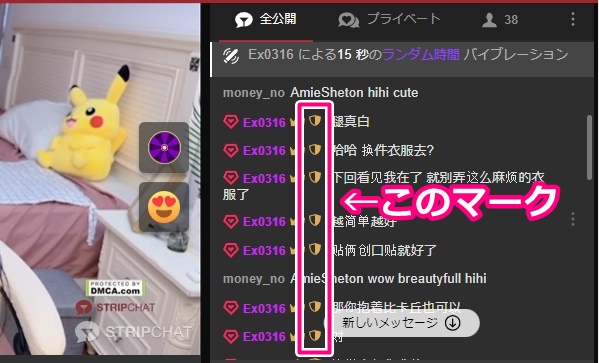 stripchatのモデレーションパワーを持ったナイトのマーク